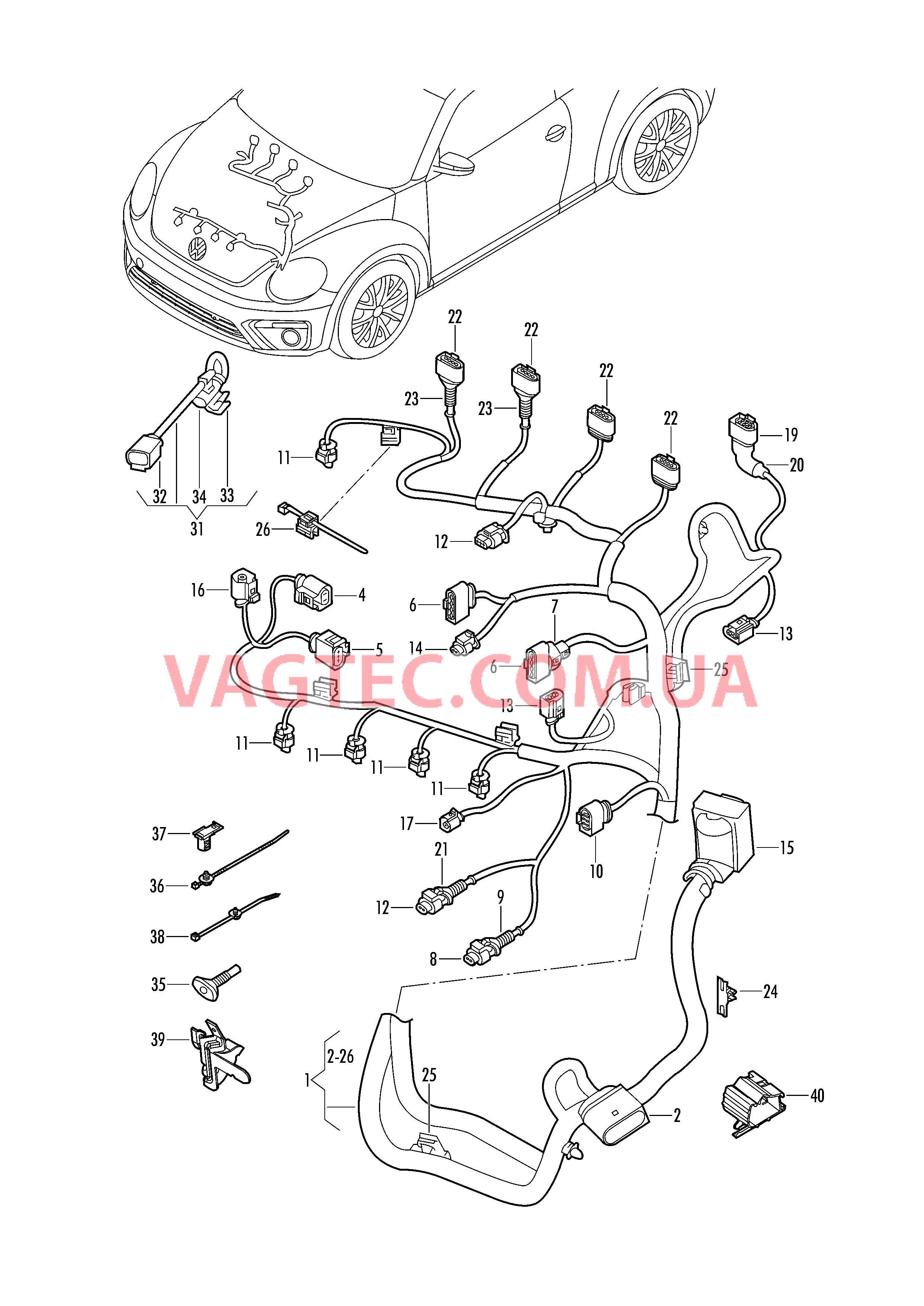 Жгут проводов для двигателя  для VOLKSWAGEN Beetle.Cabriolet 2019