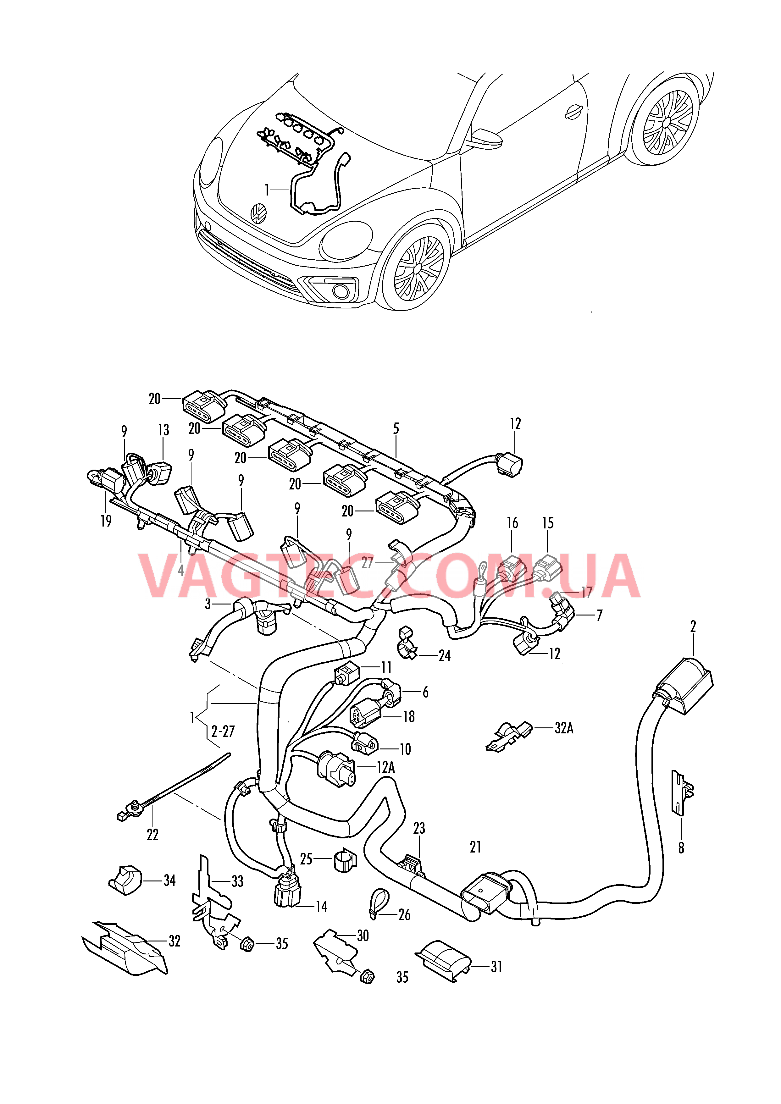 Жгут проводов для двигателя Детали не в сборе  для VOLKSWAGEN Beetle 2019