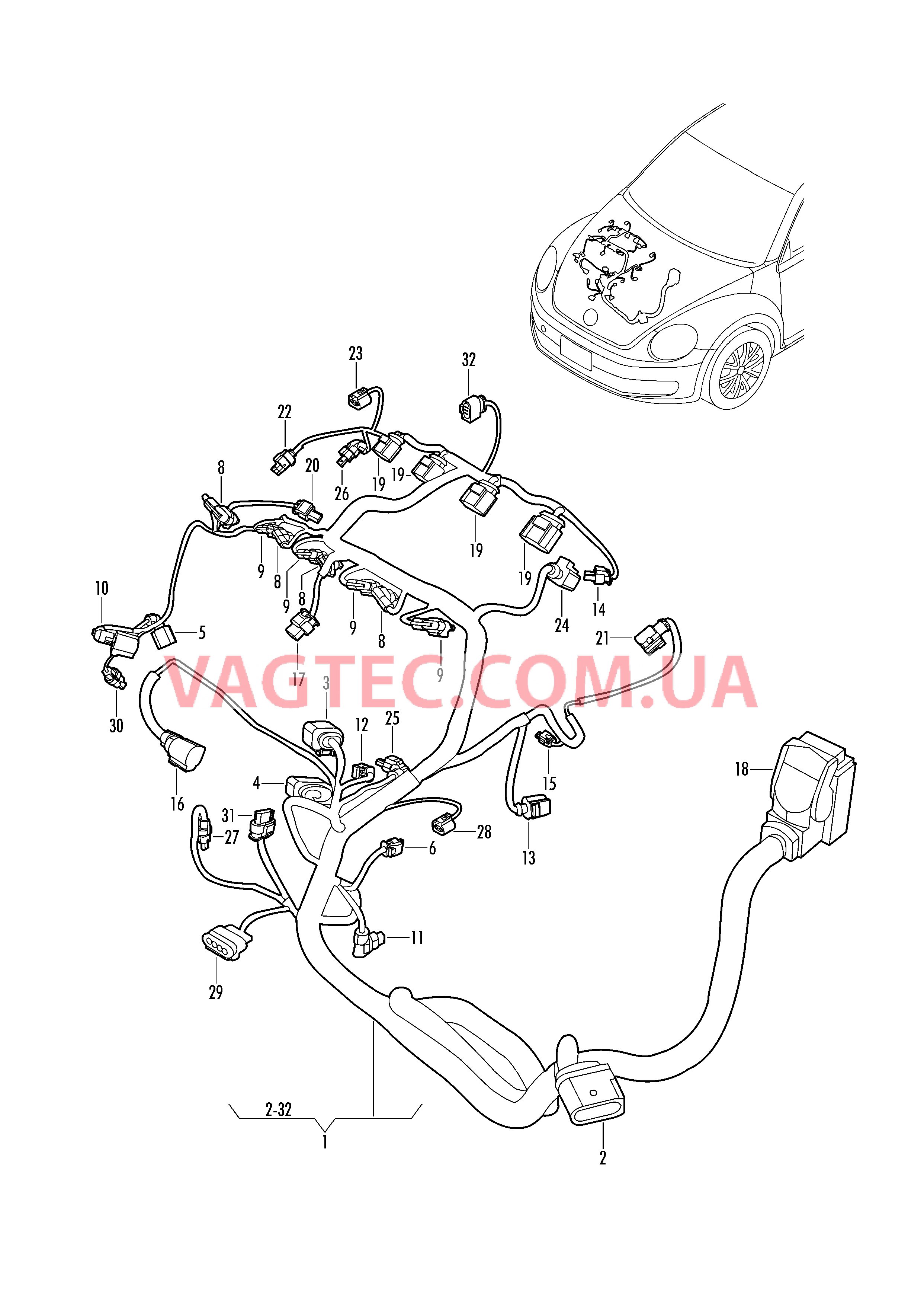Жгут проводов для двигателя Детали не в сборе  для VOLKSWAGEN Beetle 2018