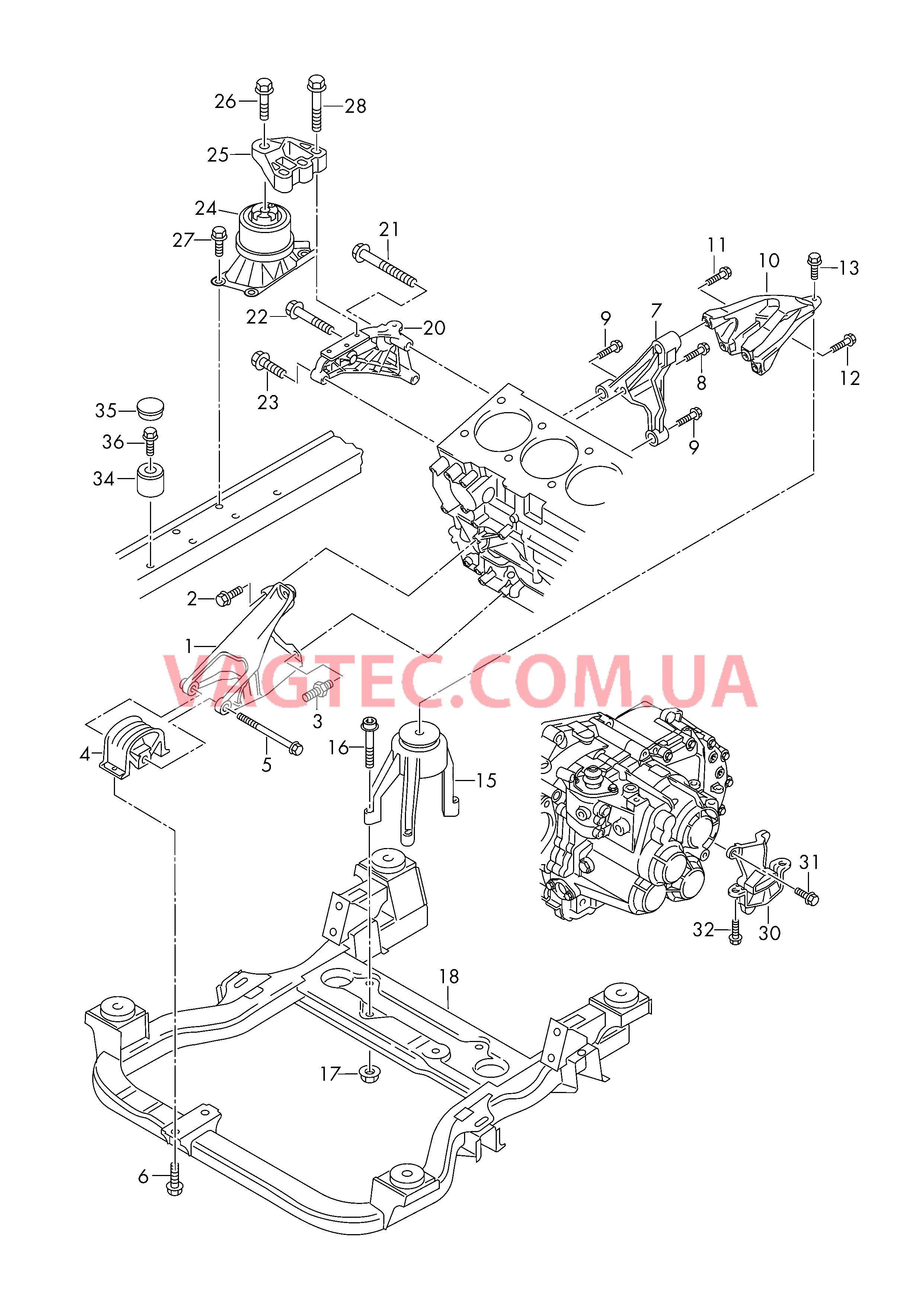 Детали крепления для двигателя и КП       -PDM7E0199- + ANO 04L100797 для VOLKSWAGEN Transporter 2019-1