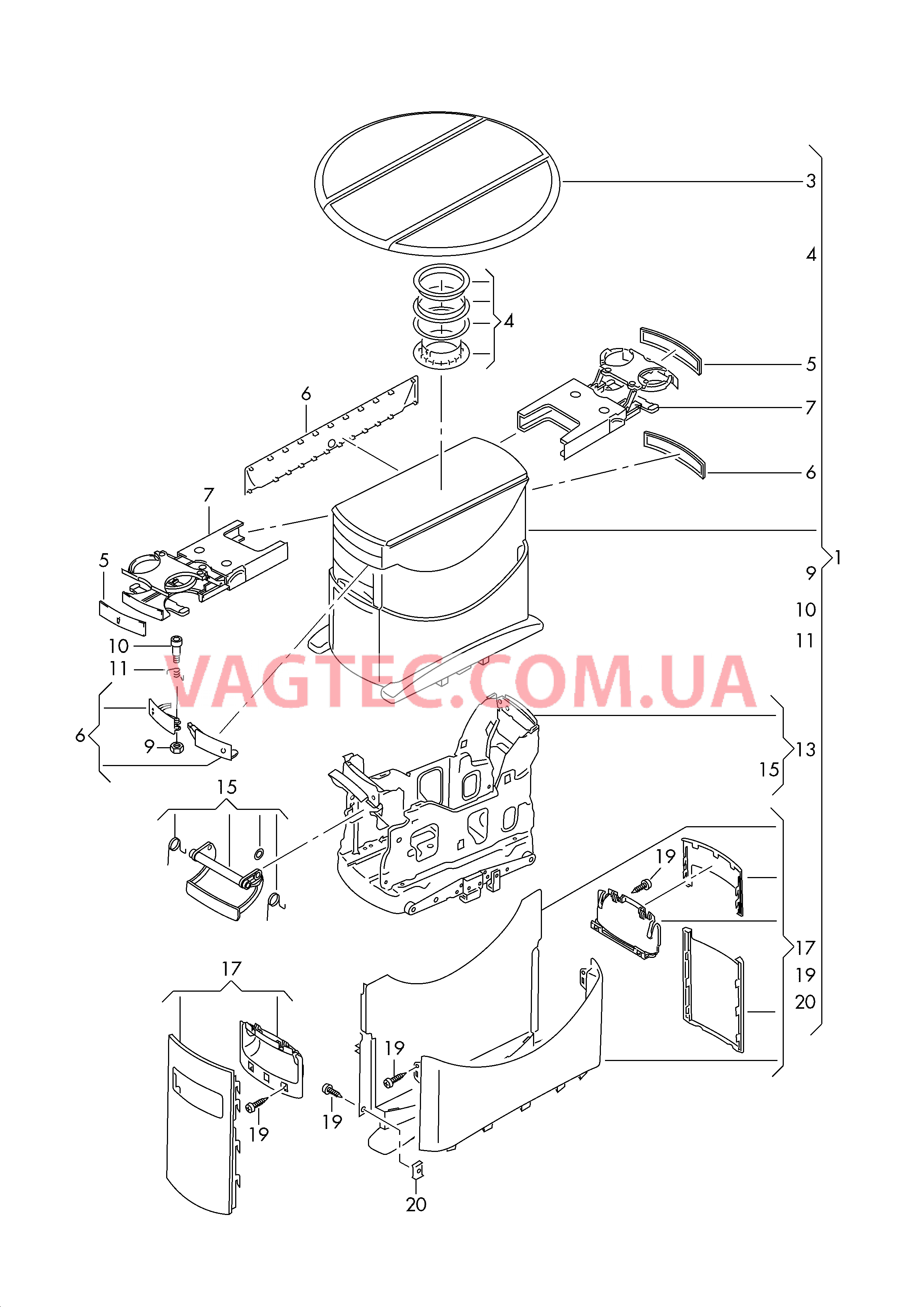 Cкладной стол для салона   D - 01.05.2017>> для VOLKSWAGEN Transporter 2019