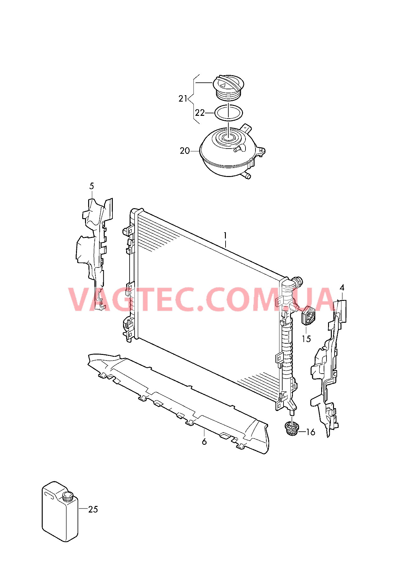 Радиатор охлаждающей жидкости Дополнительный радиатор ОЖ Бачок, компенсационный  для VOLKSWAGEN ATL 2018
