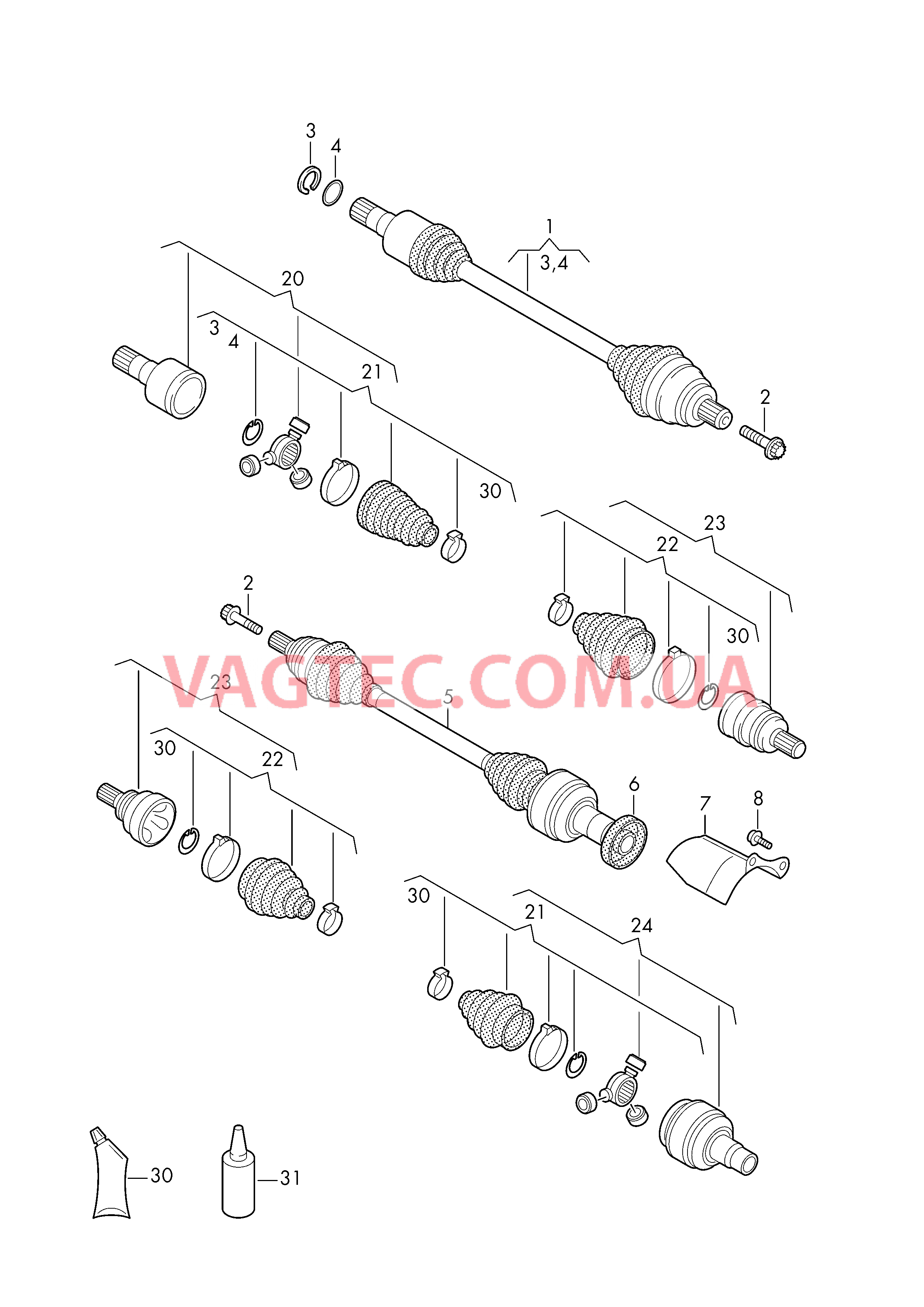 Приводной вал для 8-ступенчатой автомат. КП  для VOLKSWAGEN ATL 2019