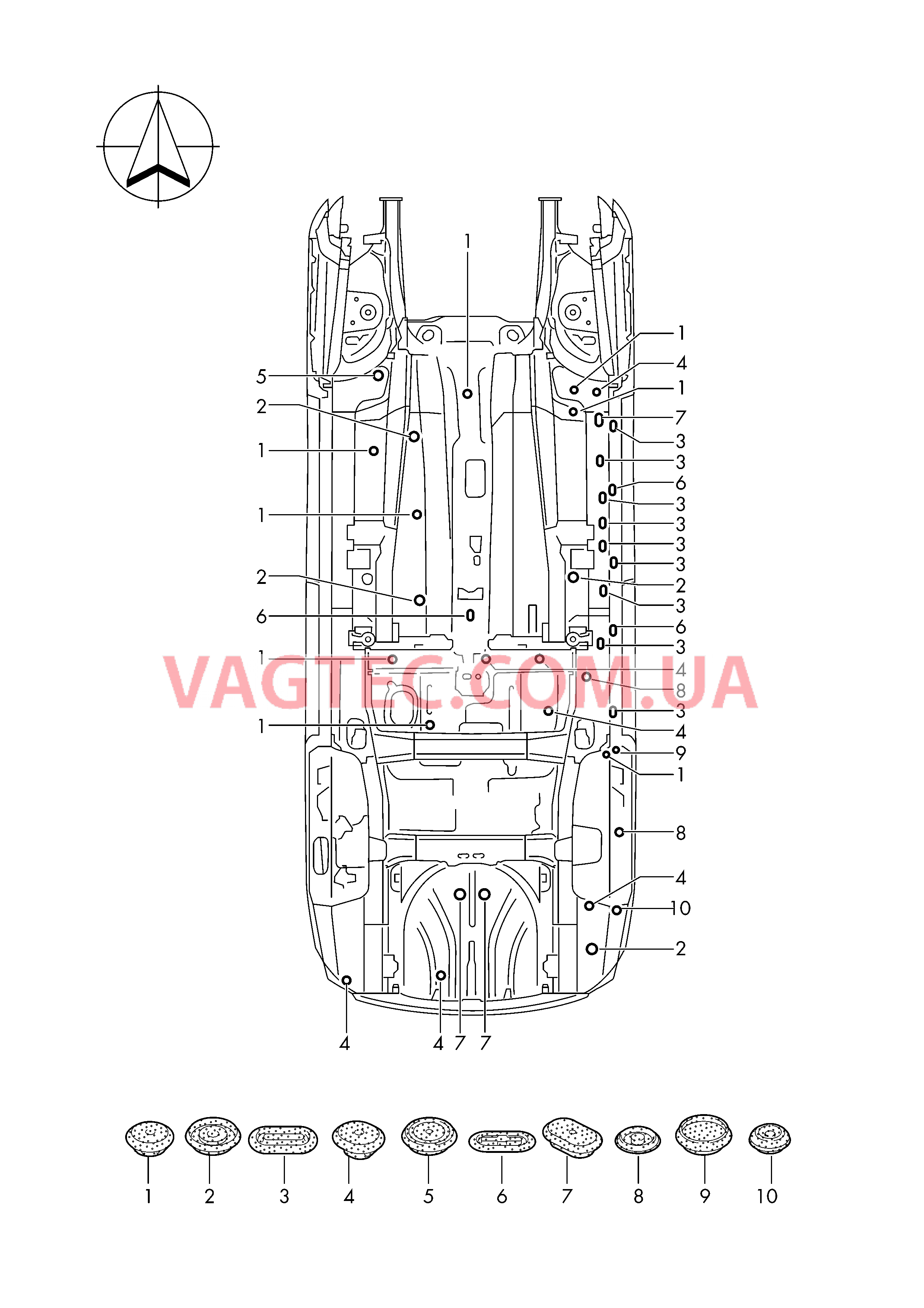 Заглушки для пола  для VOLKSWAGEN ATL 2019