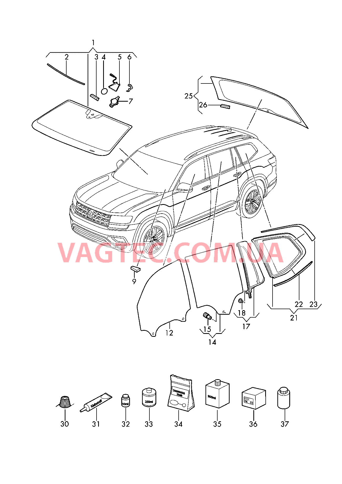 Стёкла  для VOLKSWAGEN ATL 2018