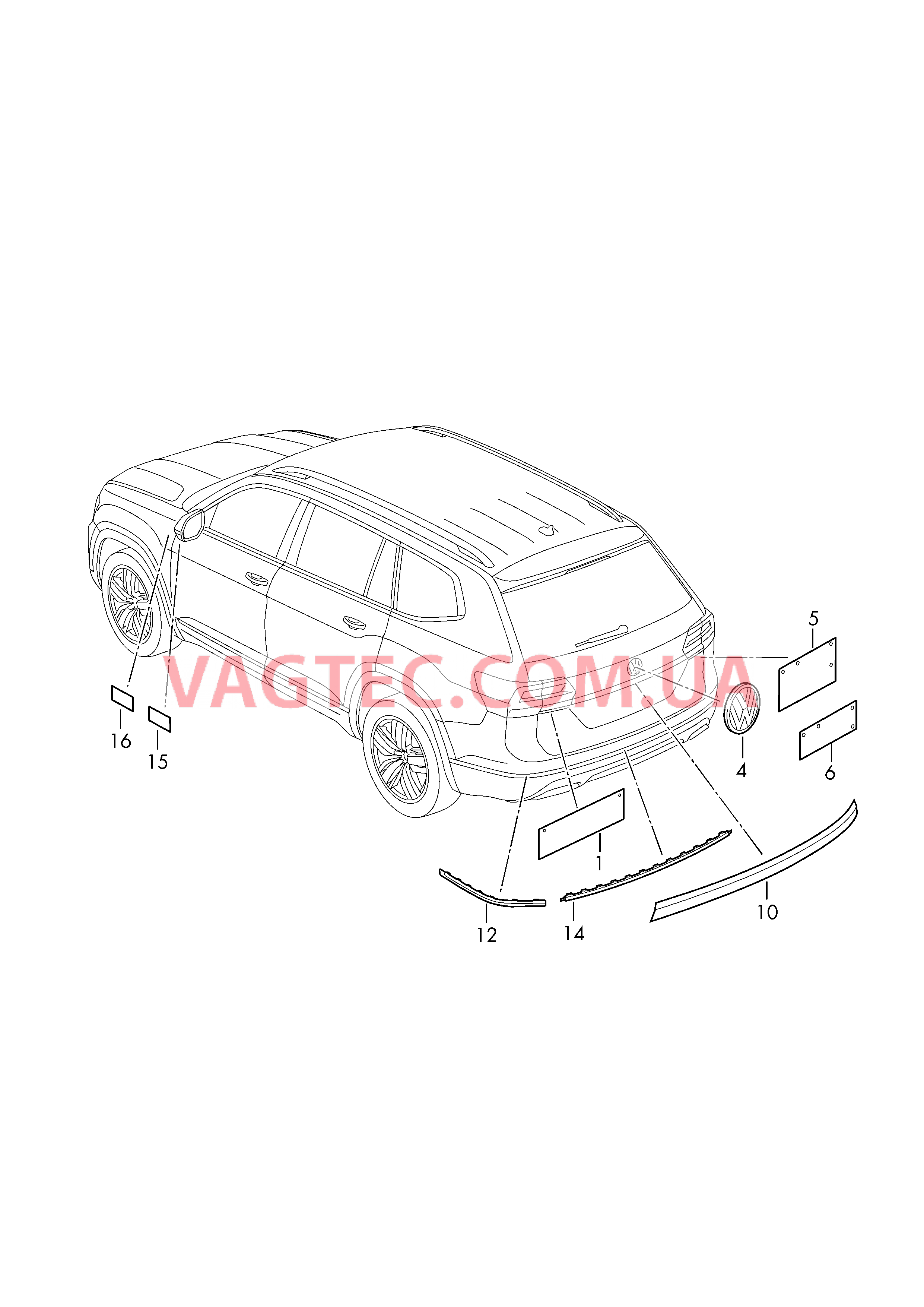 Надписи  для VOLKSWAGEN ATL 2019