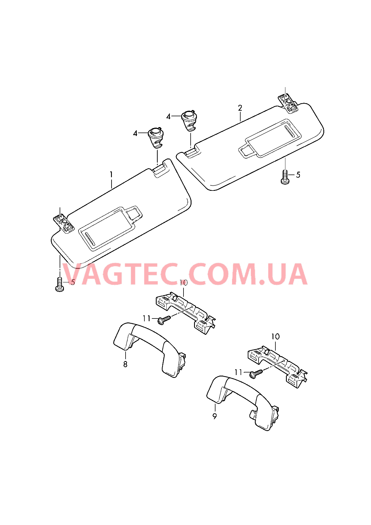 Козырьки солнцезащитные Потолочный поручень  для VOLKSWAGEN ATL 2019