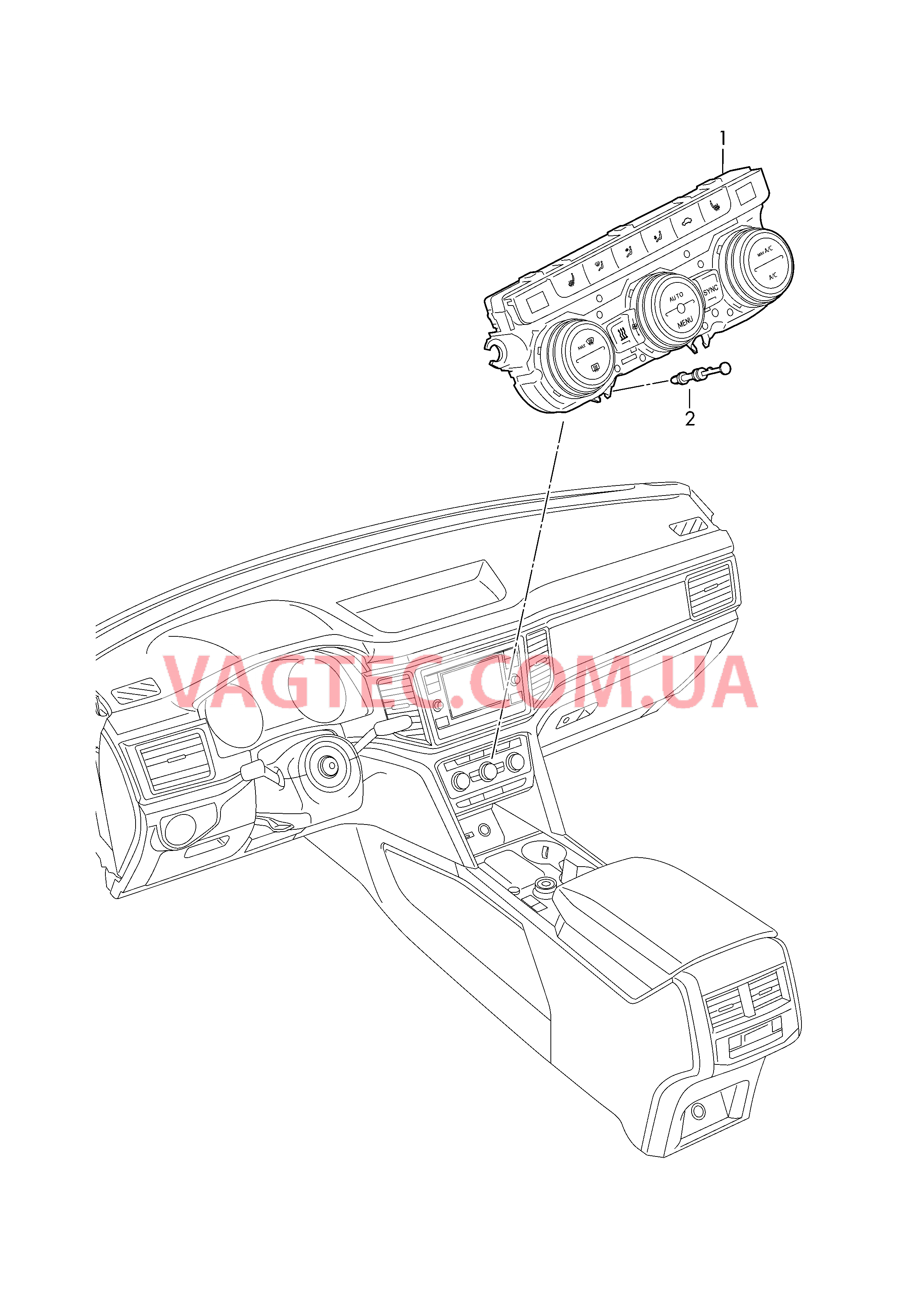 Панель управления и индикации БУ климатической установки с электронным управлением  для VOLKSWAGEN ATL 2018