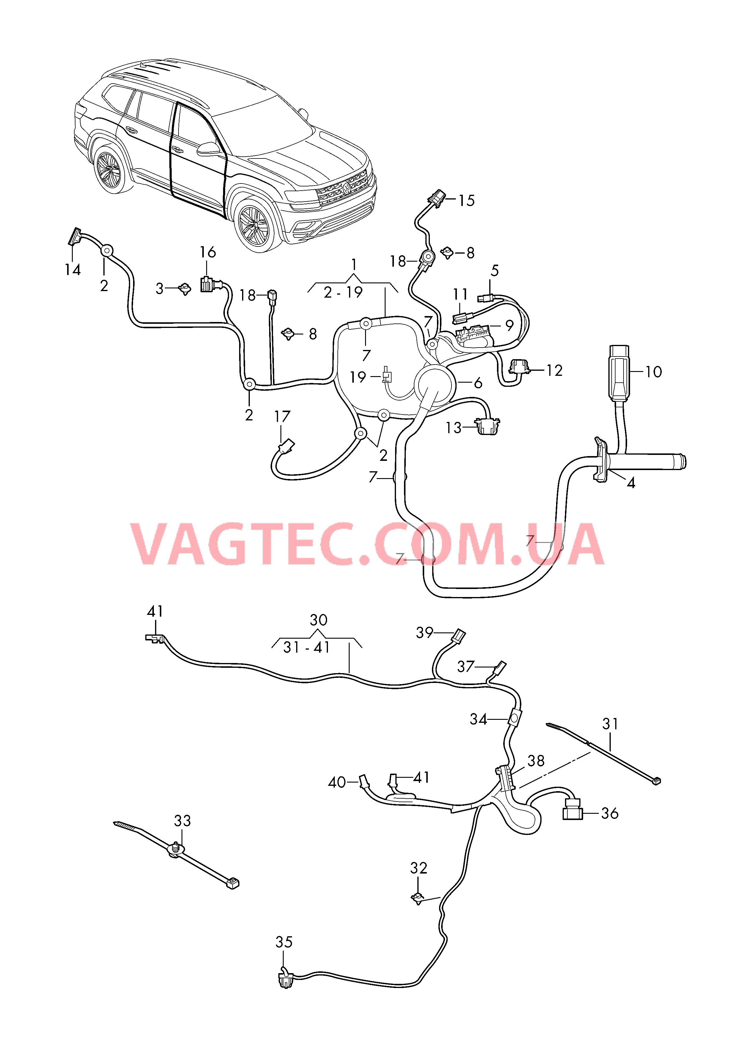 Жгут проводов двери Жгут проводов для обшивки двери  для VOLKSWAGEN ATL 2019