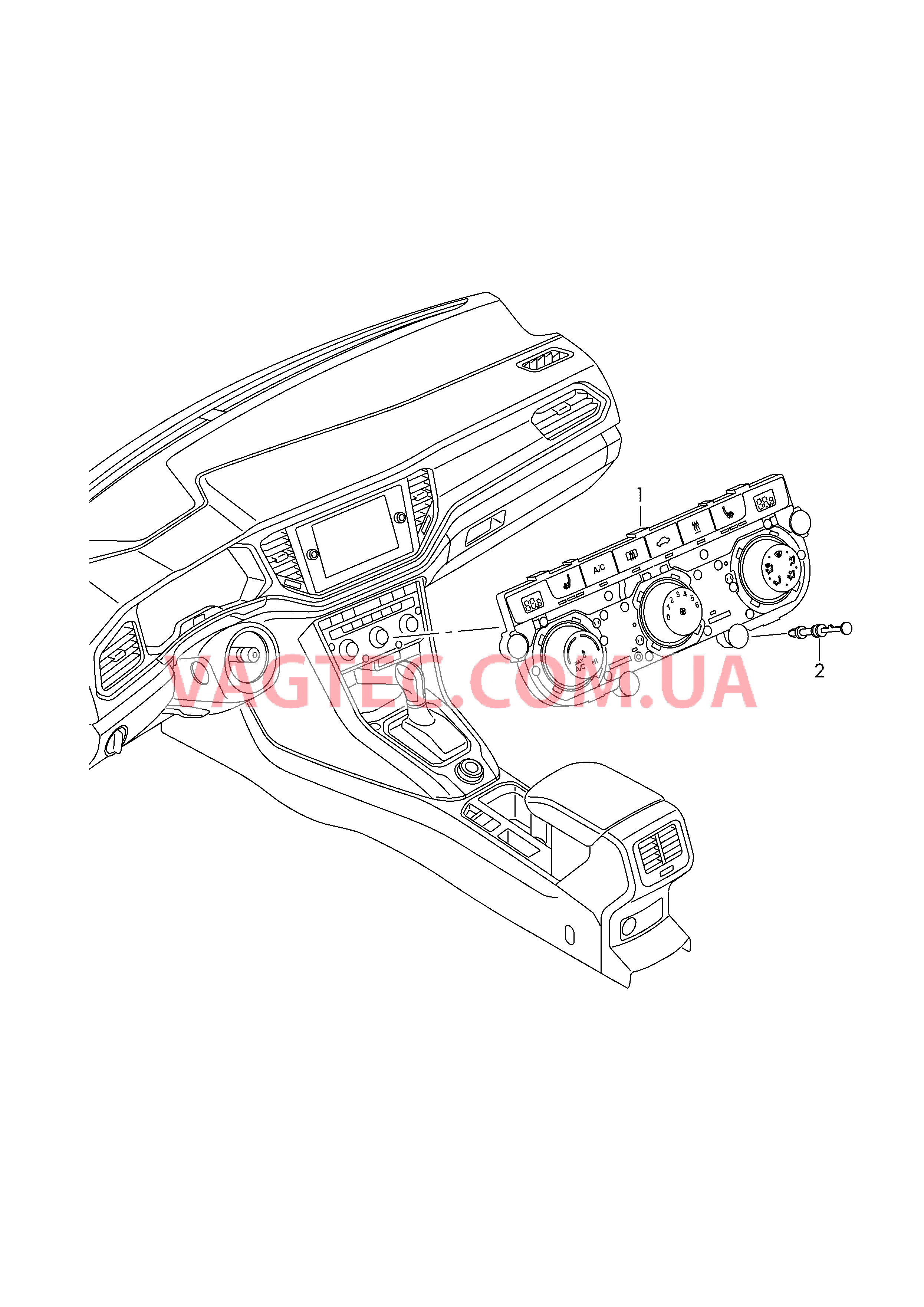 Панель управления и индикации БУ климатической установки с ручным управлением  для VOLKSWAGEN TROC 2018