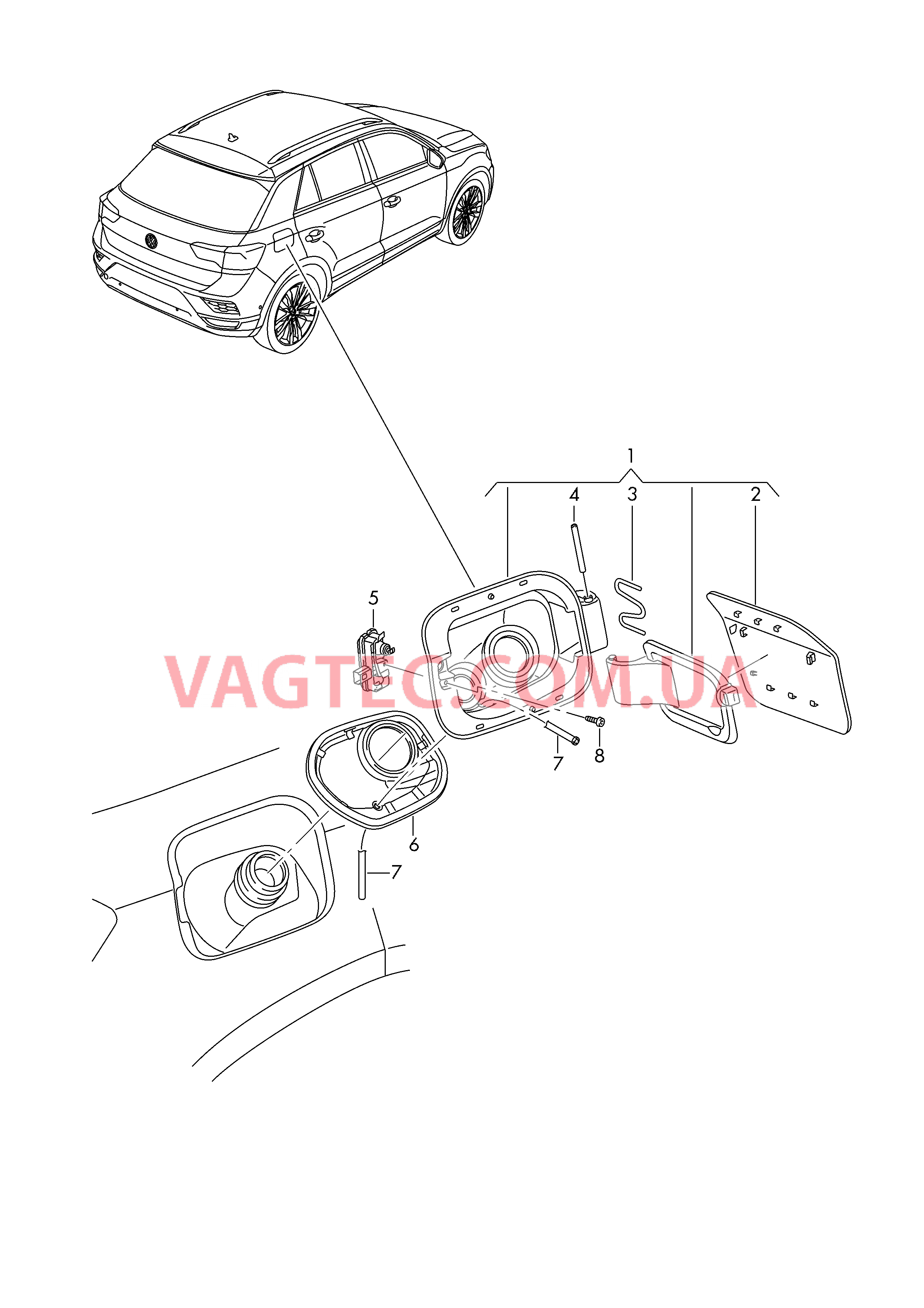 Крышка лючка залив. горловины  для VOLKSWAGEN TROC 2019