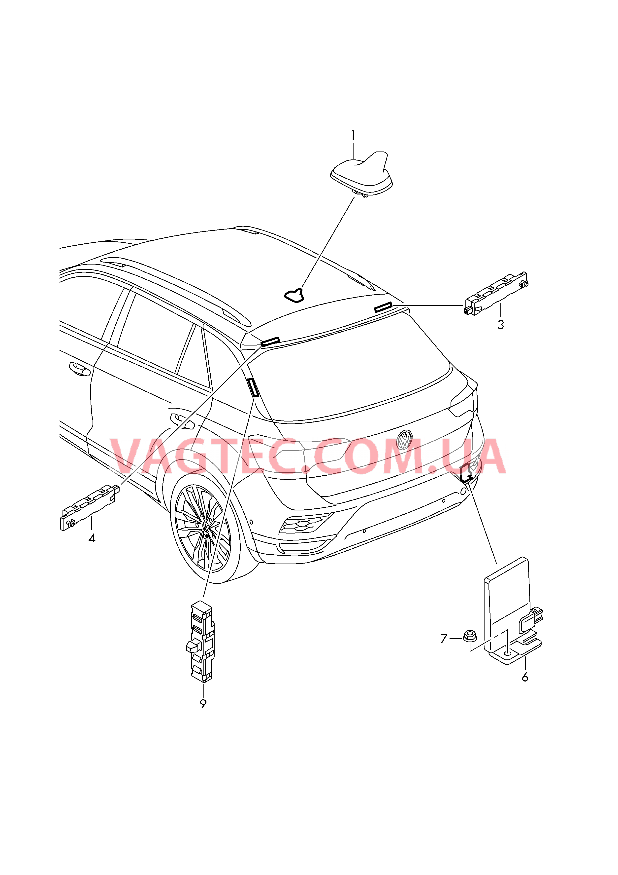 Антенна для крыши Усилитель антенны Помехоподавляющий фильтр  для VOLKSWAGEN TROC 2019