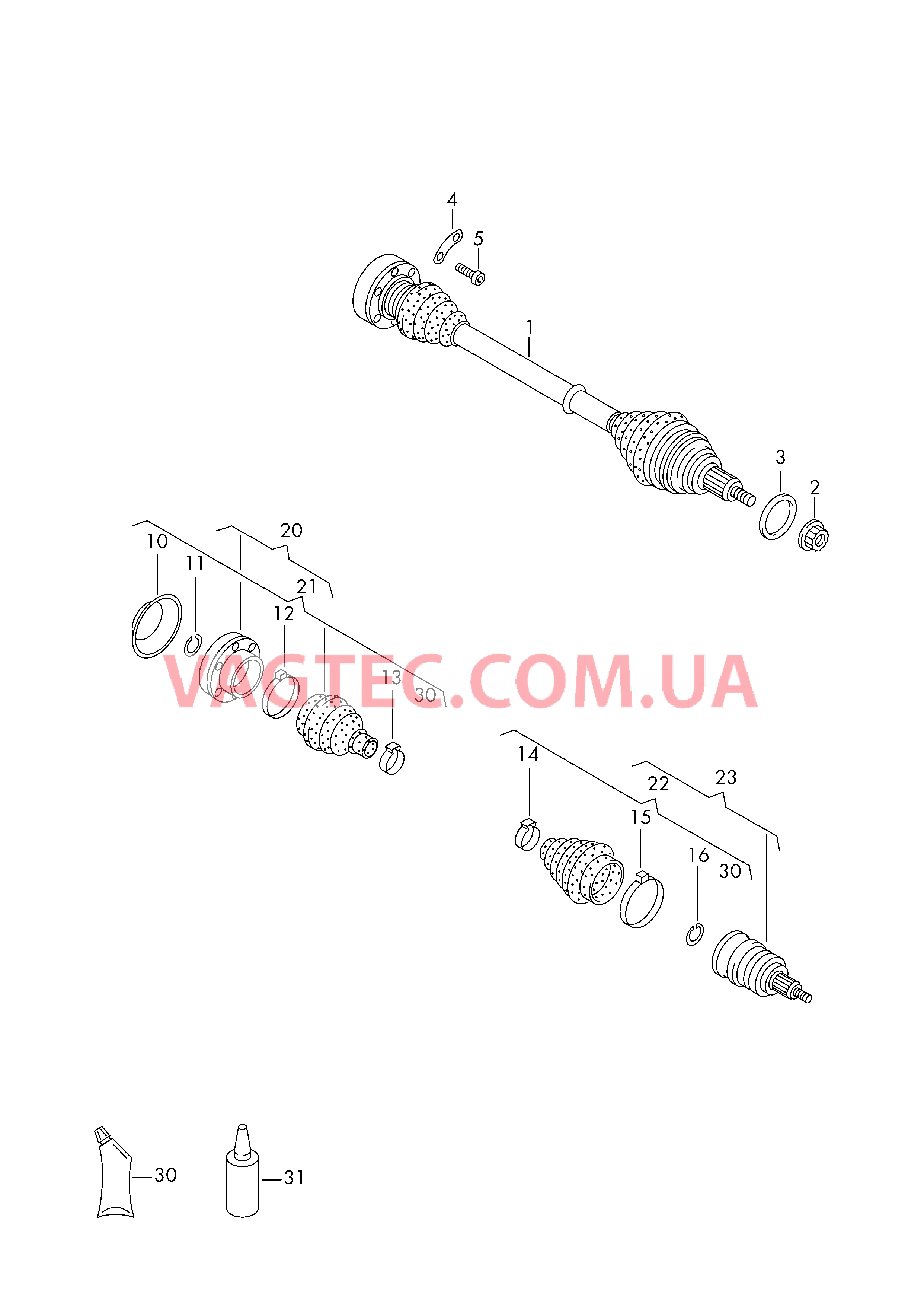 Приводной вал для 7-ступ. КП DSG  для VOLKSWAGEN AME 2017