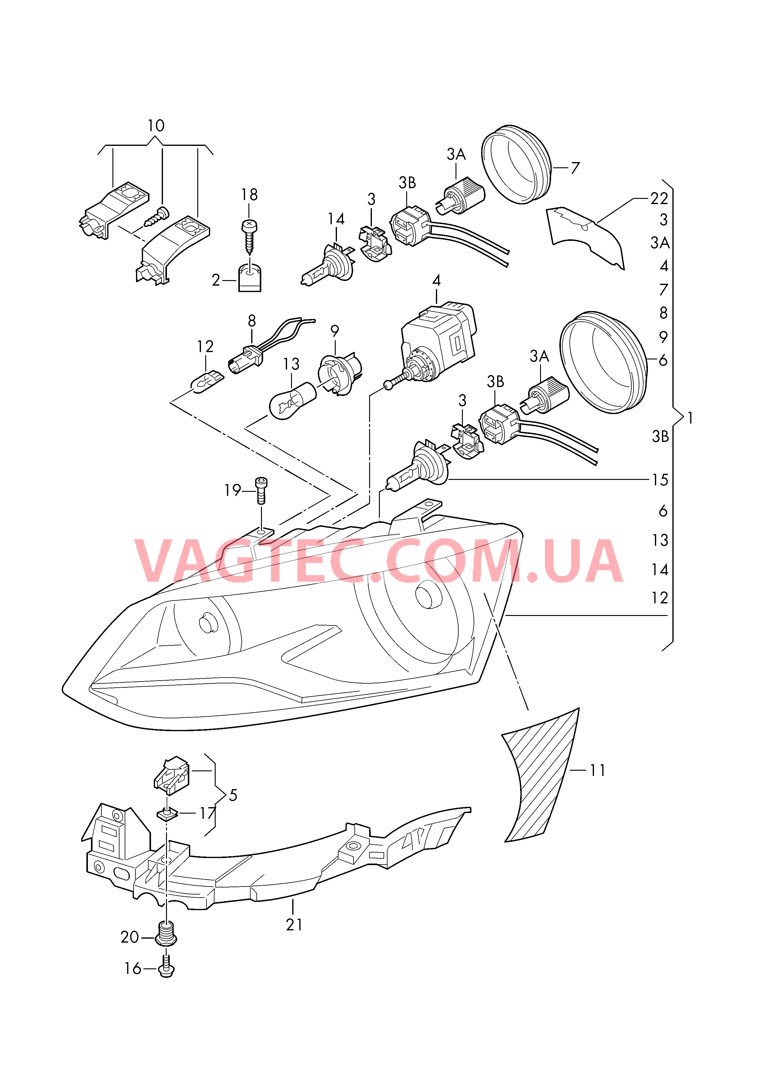 Двойная галогенная фара  для VOLKSWAGEN AME 2019