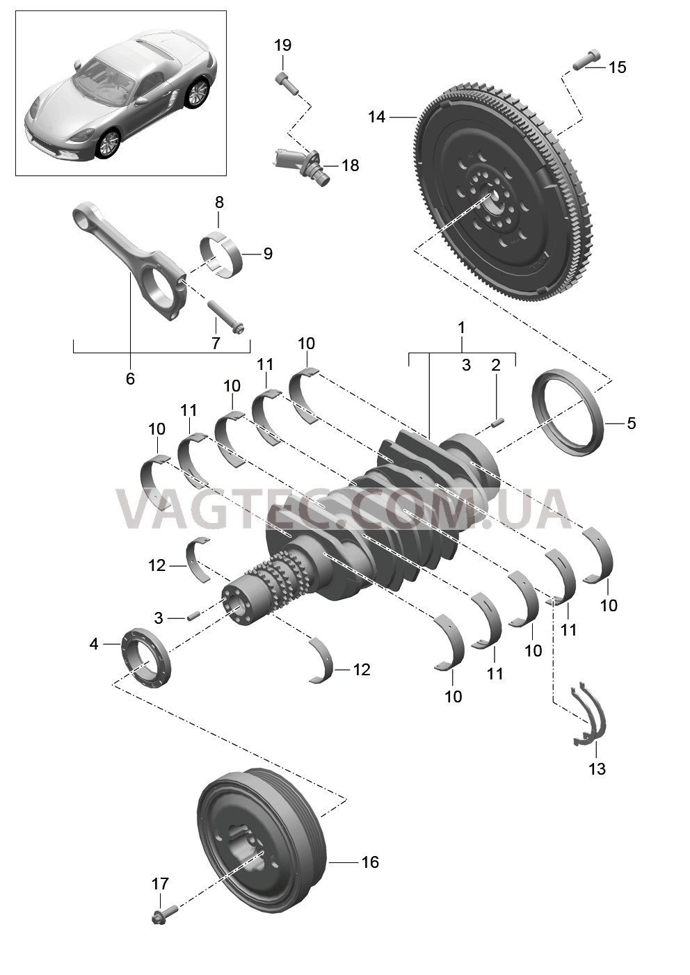 102-000 Коленвал для PORSCHE Boxster 2017USA