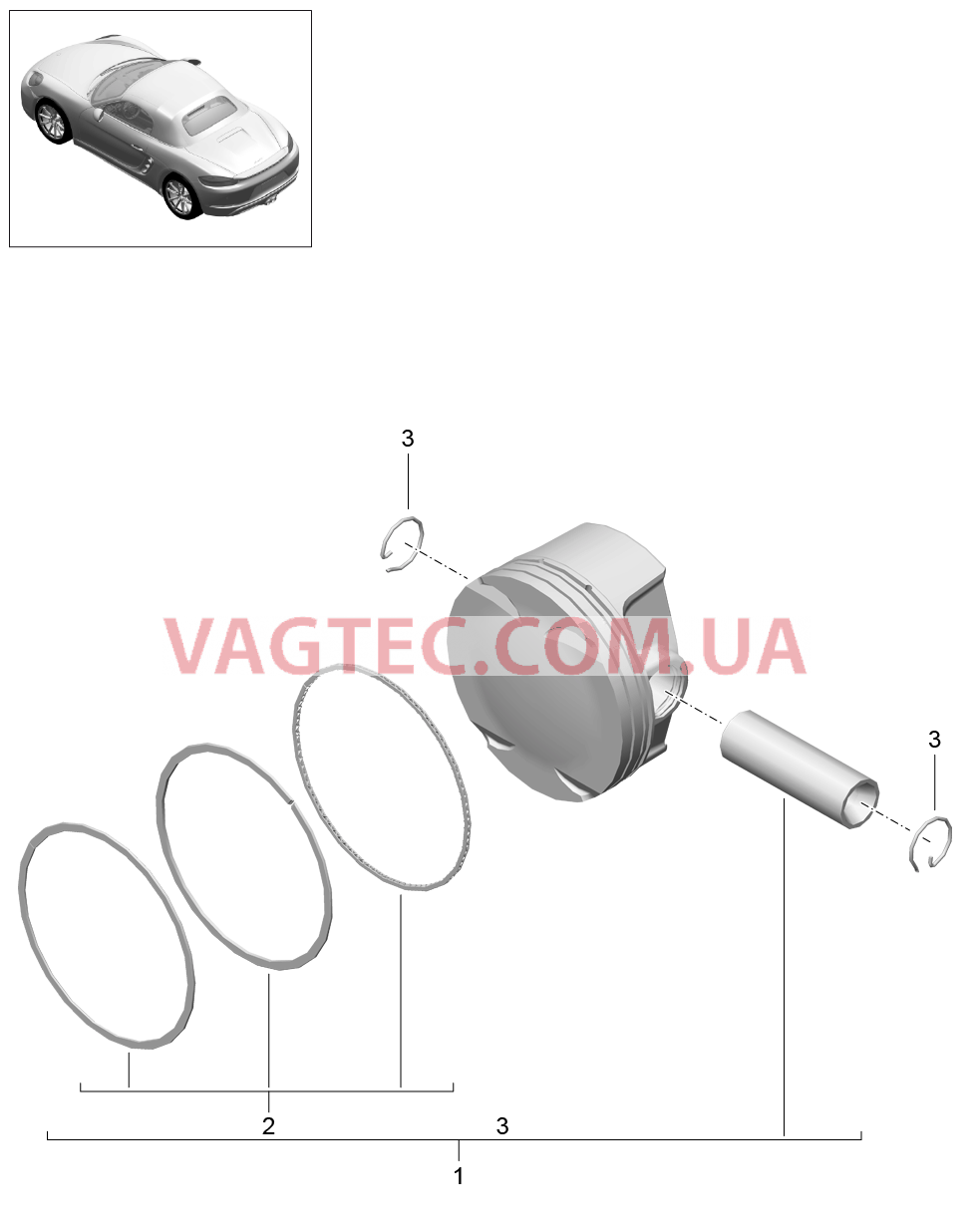 102-005 Поршень для PORSCHE Boxster 2017USA