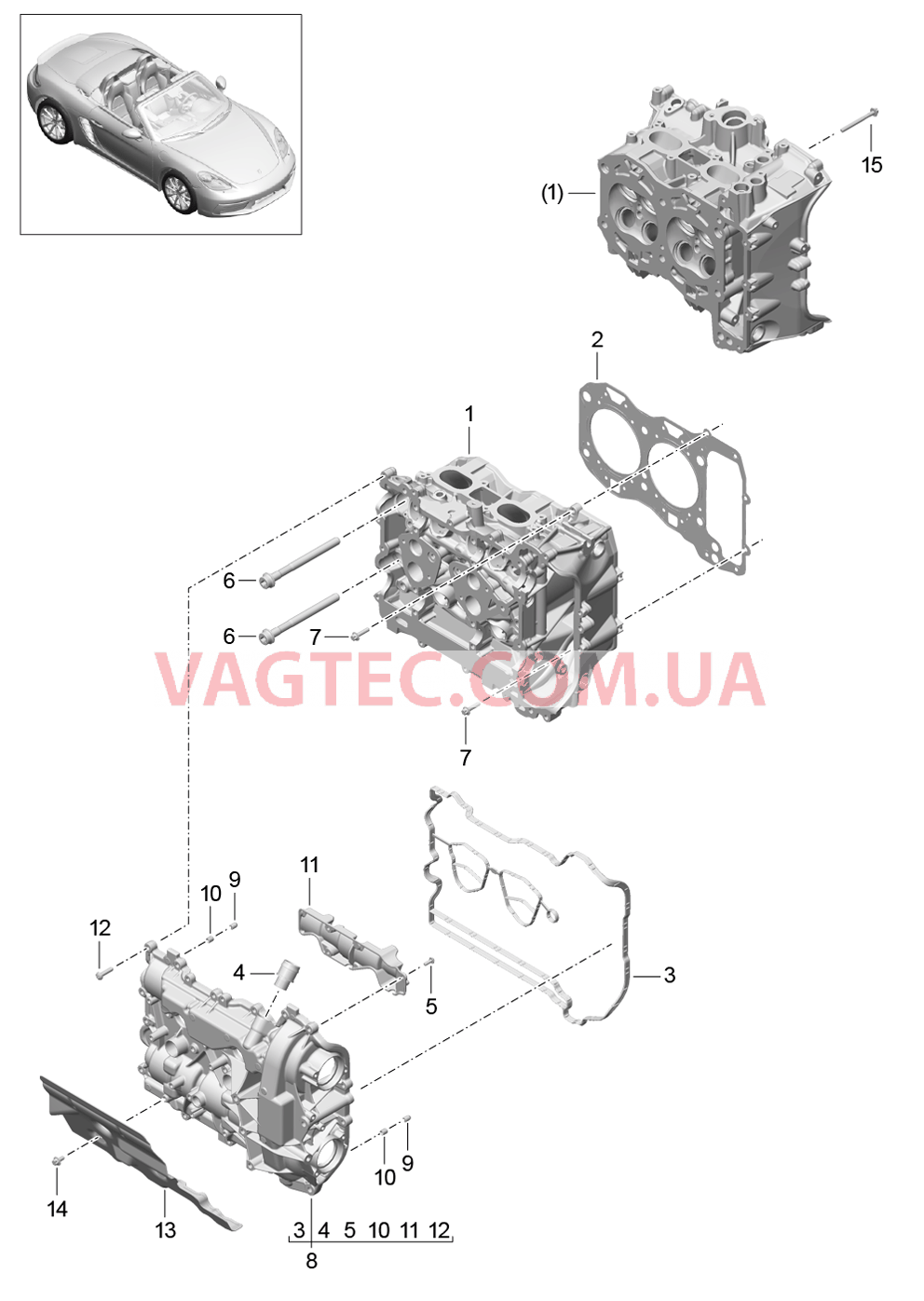 103-000 Гбц, с, Клапаны, Прокладка ГБЦ, Крышка ГБЦ для PORSCHE Boxster 2017USA