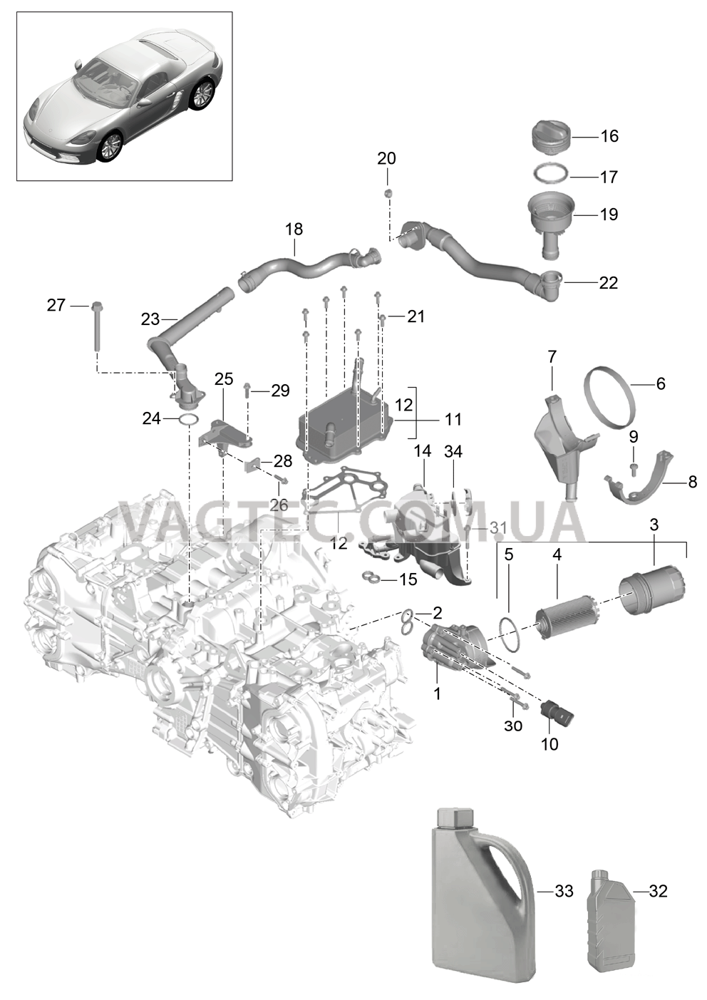 104-005 Система смазки, Масляный фильтр, Подача масла, Теплообменник для PORSCHE Boxster 2017