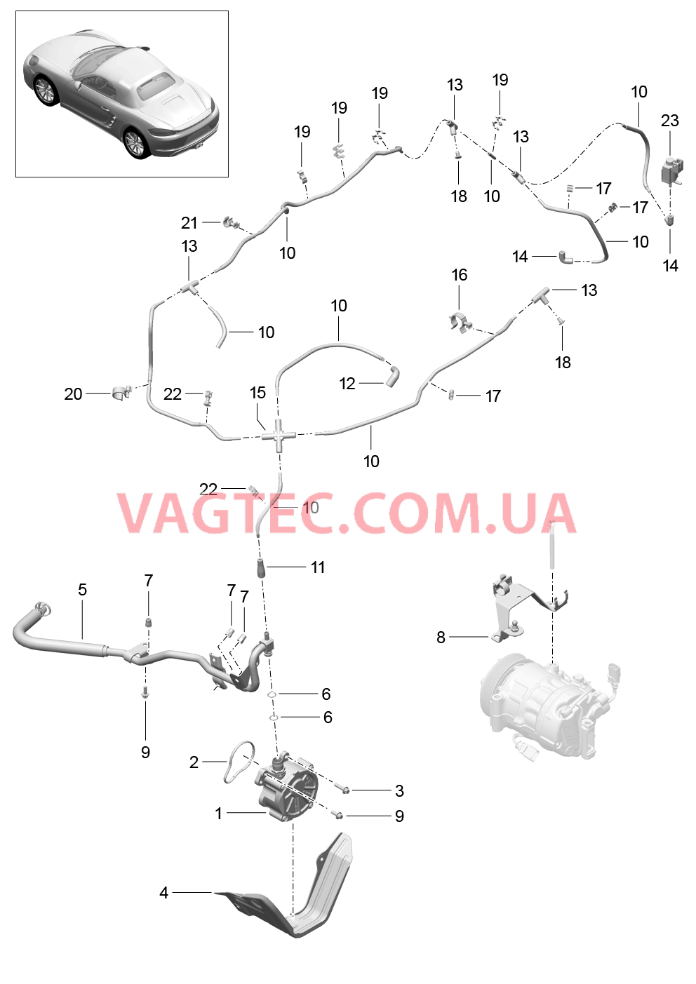 107-015 Вакуумная система, Двигатель, Вакуумный насос для PORSCHE Boxster 2017USA