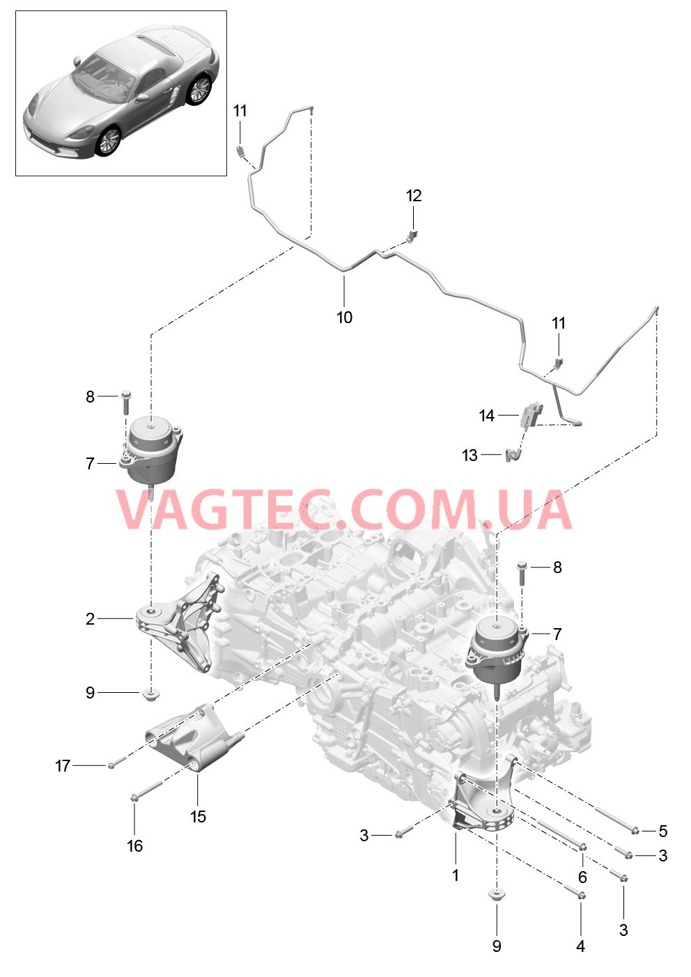109-000 Подвеска двигателя для PORSCHE Boxster 2017