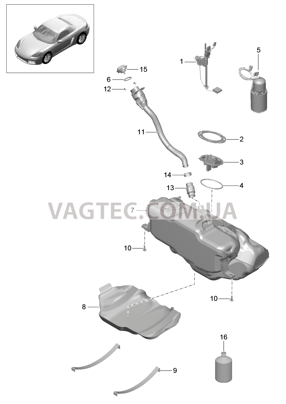 201-000 Топливный резервуар, Топливный насос для PORSCHE Boxster 2017USA