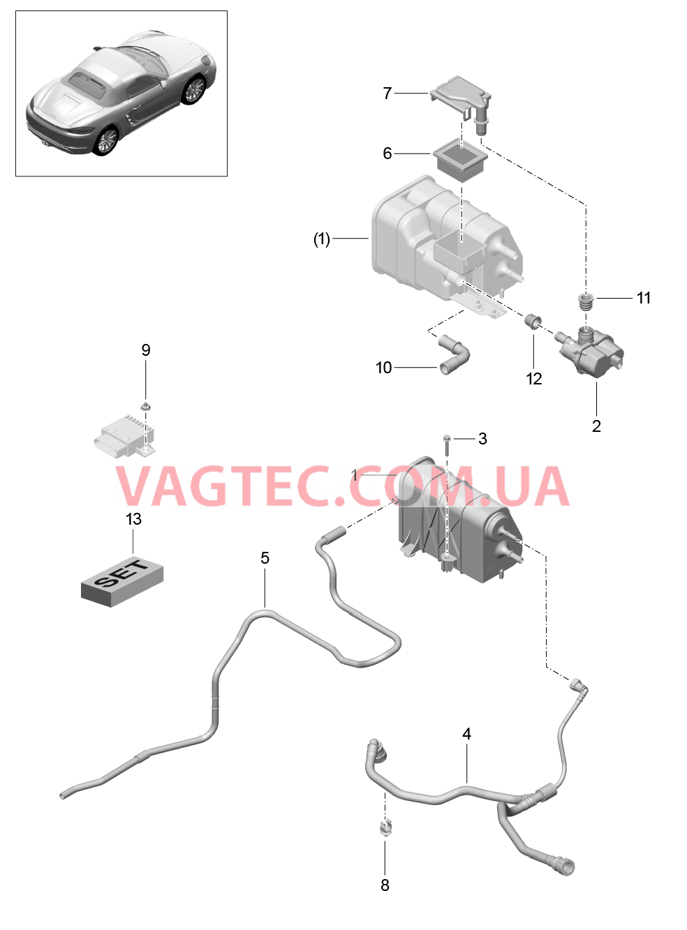 201-020 Резервуар с активир.углем для PORSCHE Boxster 2017USA