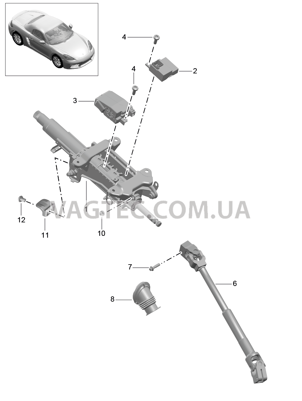 403-006 Рулевая колонка, Рулевой вал для PORSCHE Boxster 2017USA