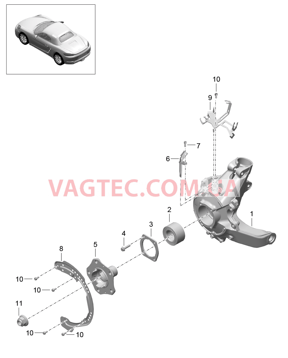 501-000 Задняя ось, Корпус подшипника ступицы, Ступица для PORSCHE Boxster 2017USA