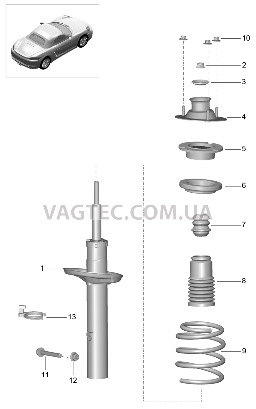 502-000 Амортизатор, Витая пружина для PORSCHE Boxster 2017