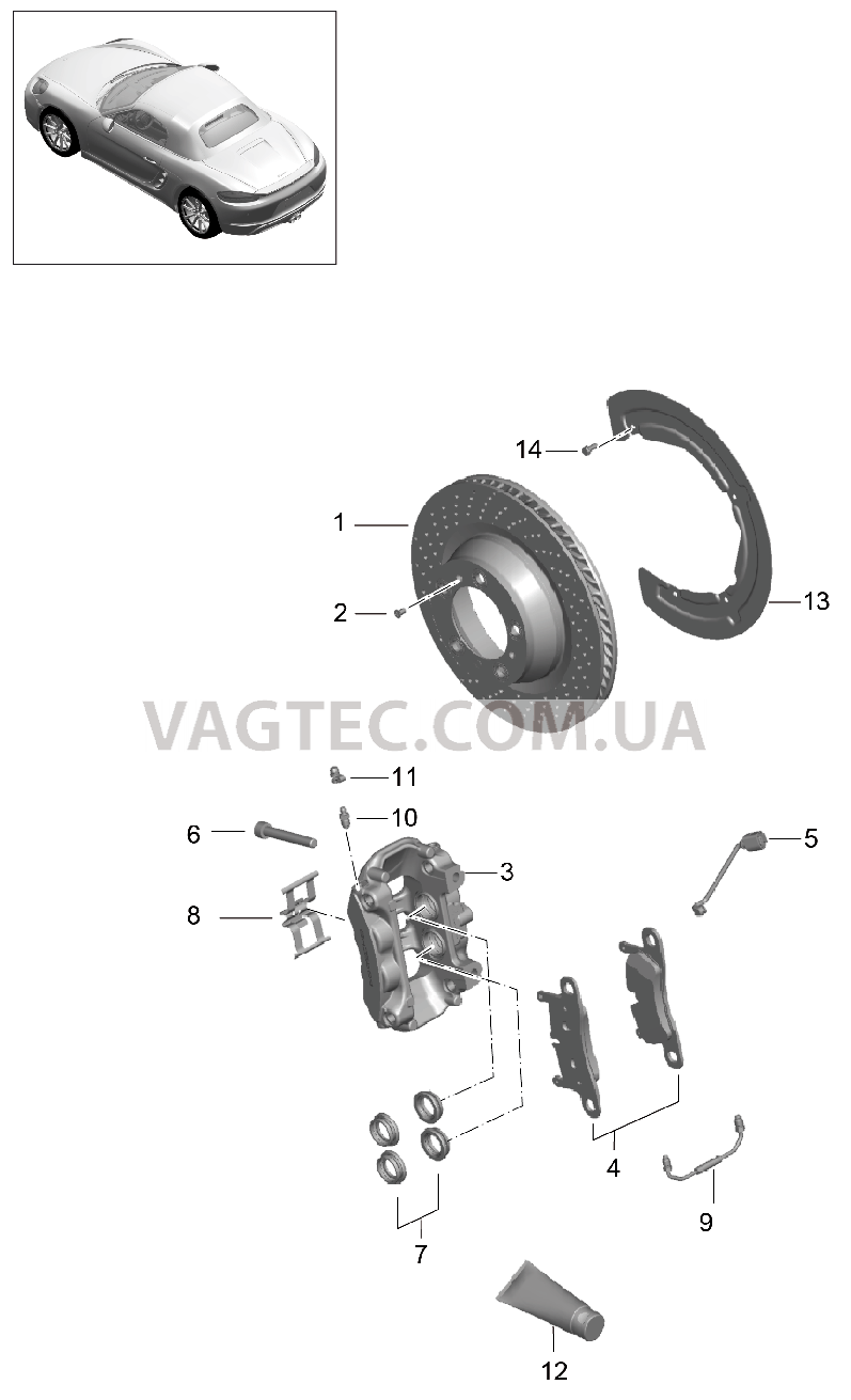 603-000 Дисковой тормоз, Задняя ось для PORSCHE Boxster 2017USA