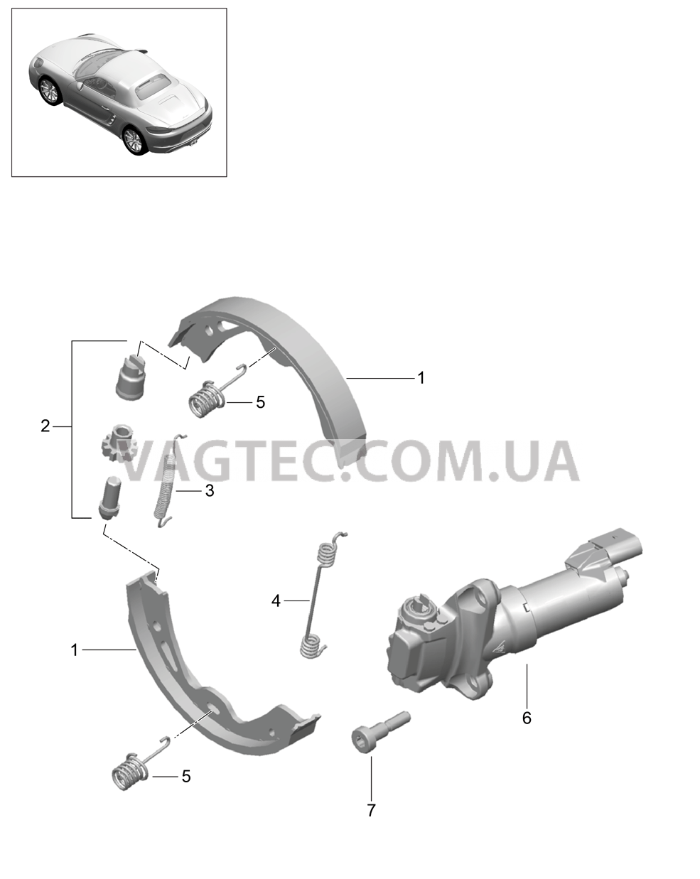 603-005 Стояночный тормоз для PORSCHE Boxster 2017