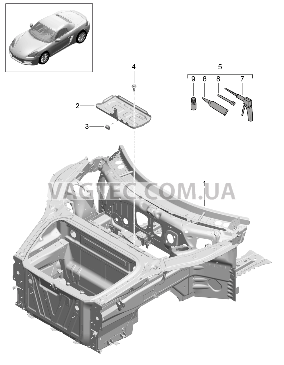 801-005 Передняя часть кузова, полный для PORSCHE Boxster 2017