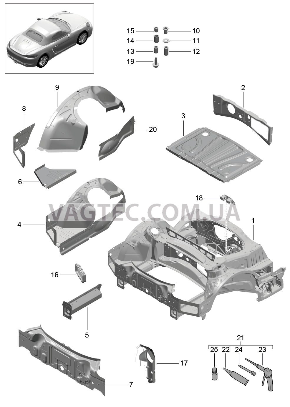 801-035 Задняя подвеска для PORSCHE Boxster 2017