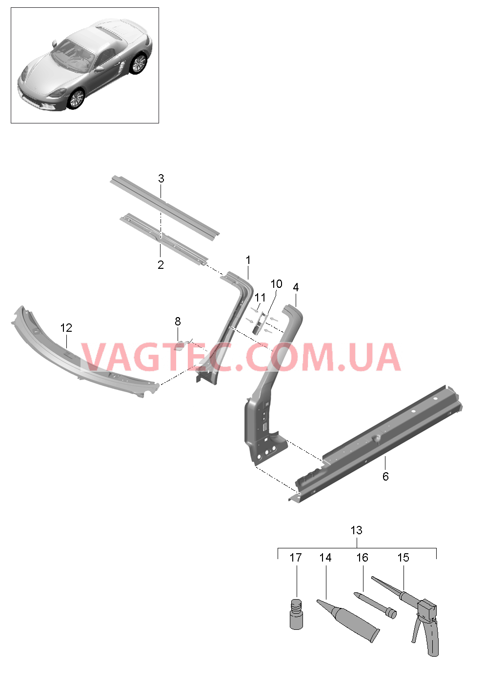 801-045 Обтекатель для PORSCHE Boxster 2017