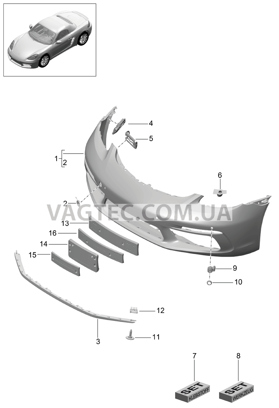 802-000 Бампер, передний для PORSCHE Boxster 2017USA