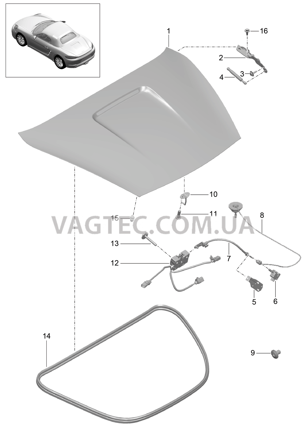 803-005 Крышка, задний для PORSCHE Boxster 2017USA