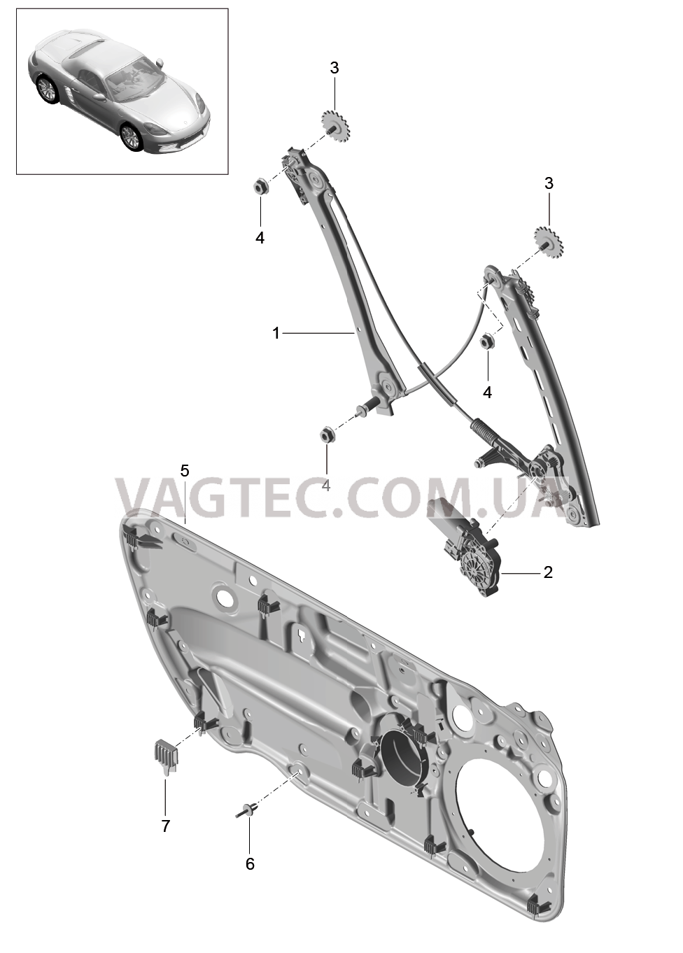 804-030 Стеклоподъемник для PORSCHE Boxster 2017USA