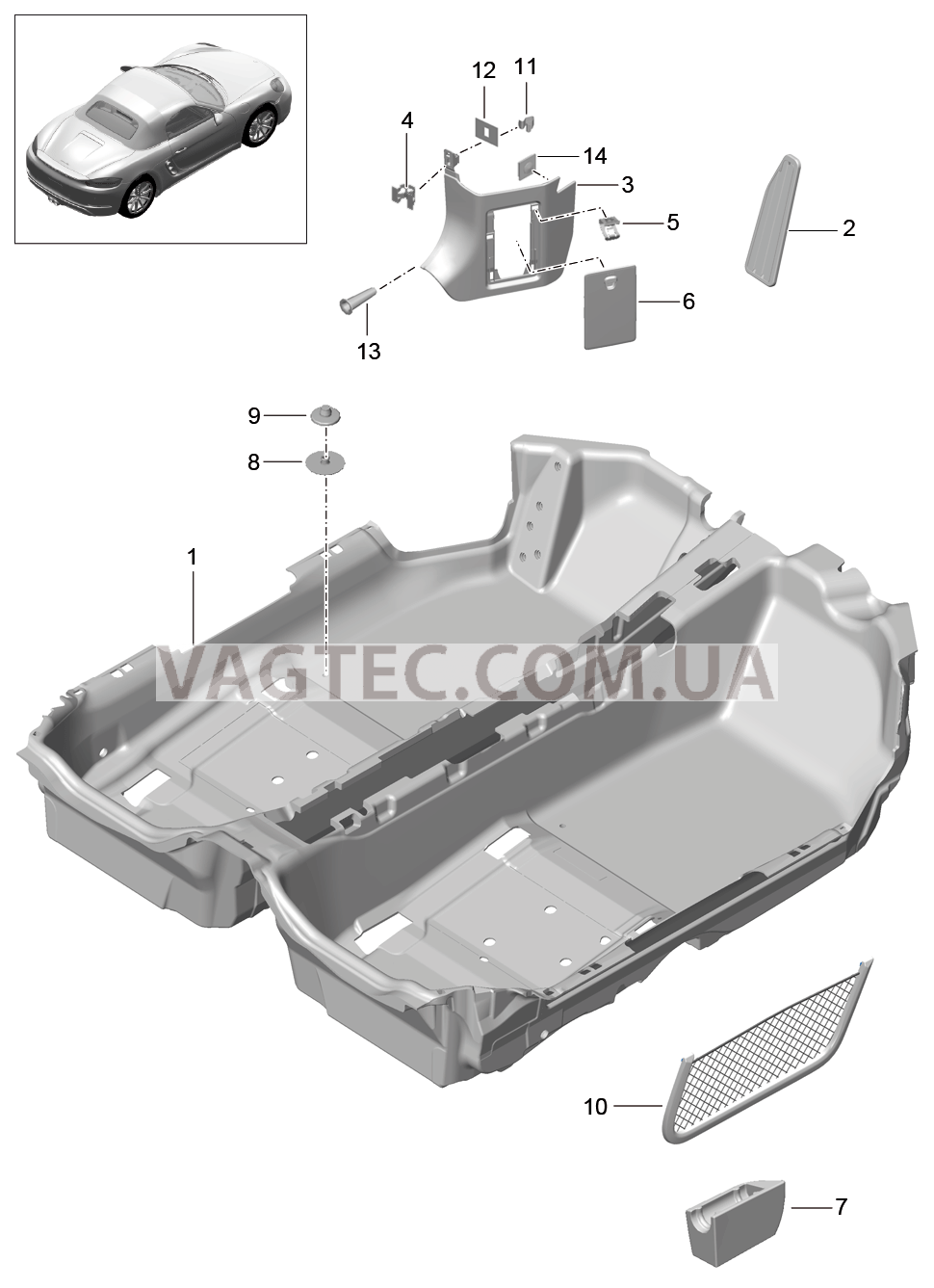 807-010 Накладка на днище для PORSCHE Boxster 2017