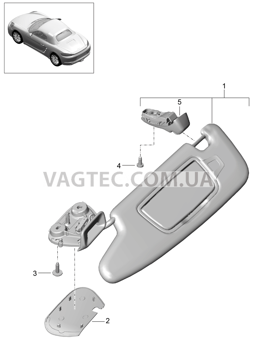 807-065 Солнцезащитные козырьки для PORSCHE Boxster 2017