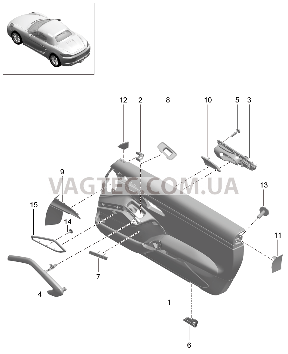 808-010 Обшивка двери, Детали, Кожа
						
						I812/981 для PORSCHE Boxster 2017USA