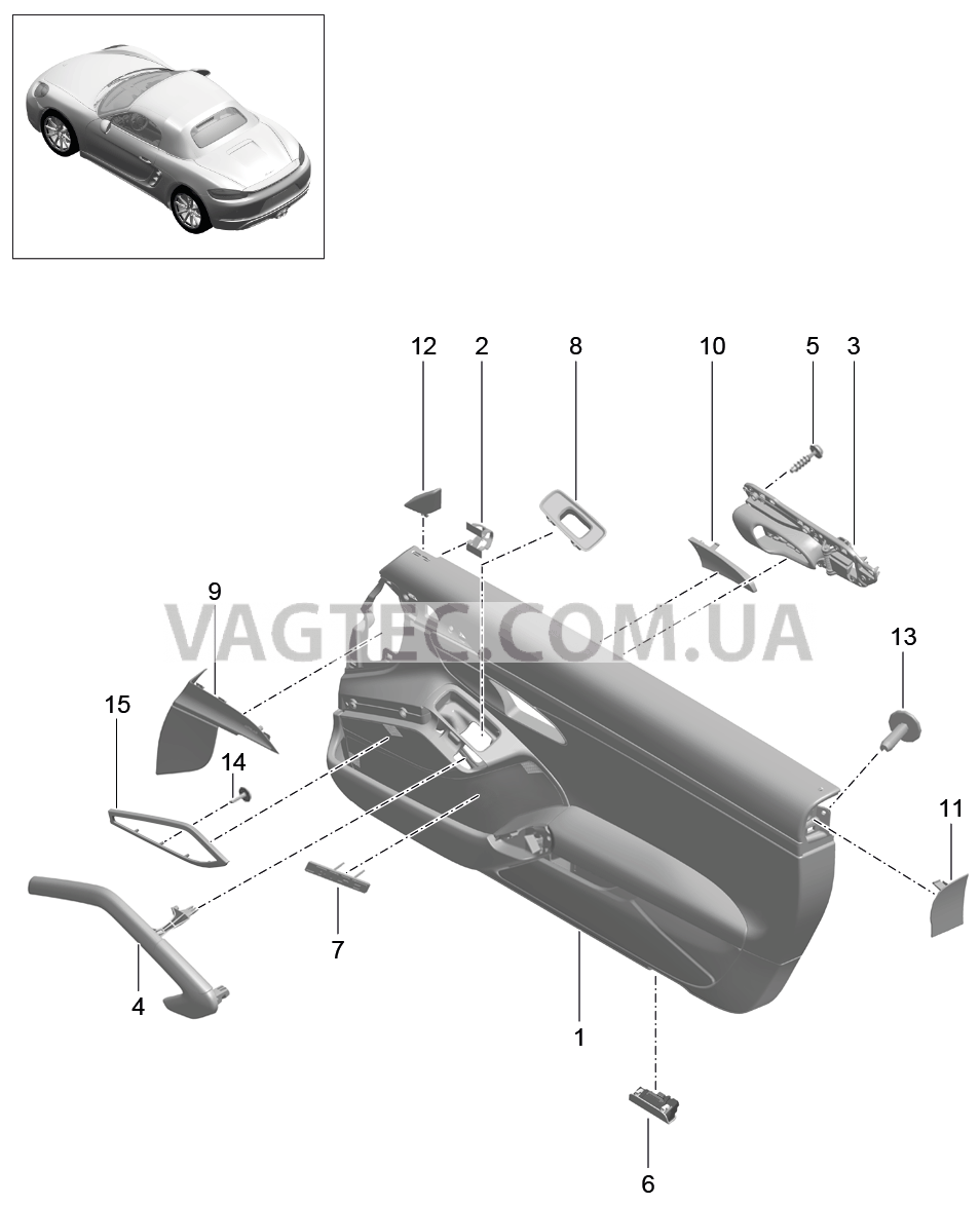 808-030 Обшивка двери, Детали, Кожа, Декоративн.панель, MAHOGANY
						
						IXWB/981 для PORSCHE Boxster 2017