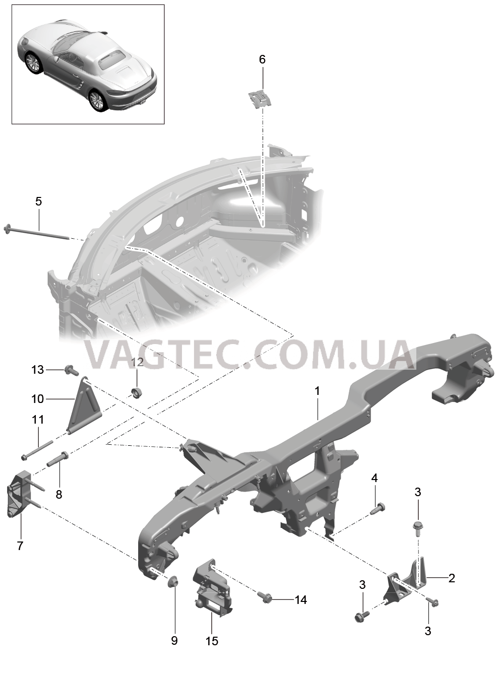 809-015 Несущий элемент, Панель приборов для PORSCHE Boxster 2017USA