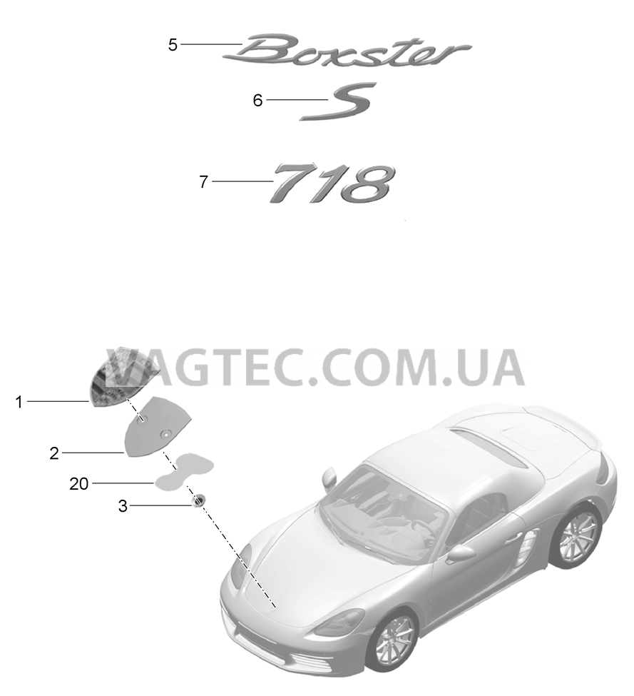 810-000 Надписи, Декоративные обшивки для PORSCHE Boxster 2017