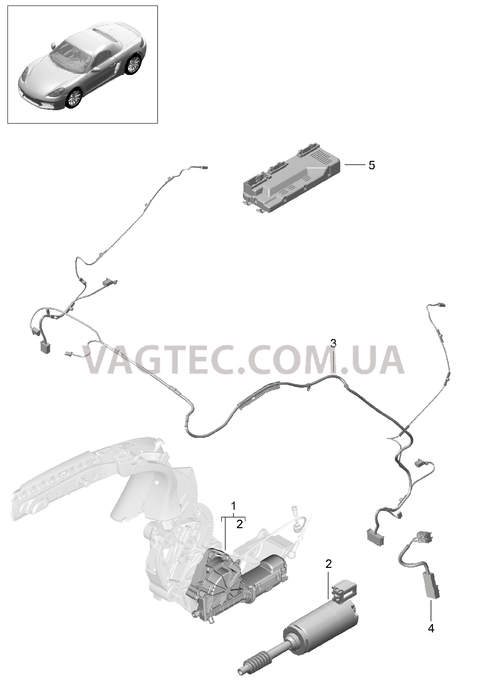 811-020 Складной верх, Привод, Жгут проводов для PORSCHE Boxster 2017USA