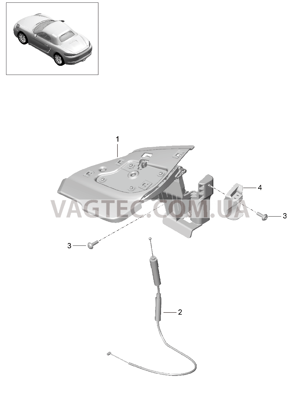 811-050 Заслонка, боковой, Складной верх для PORSCHE Boxster 2017USA