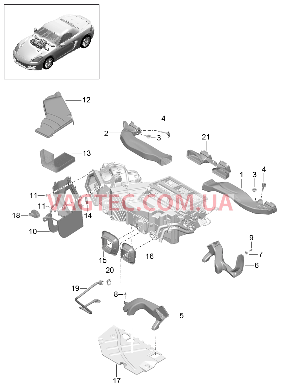 813-005 Воздуховод, Воздухораспределитель для PORSCHE Boxster 2017