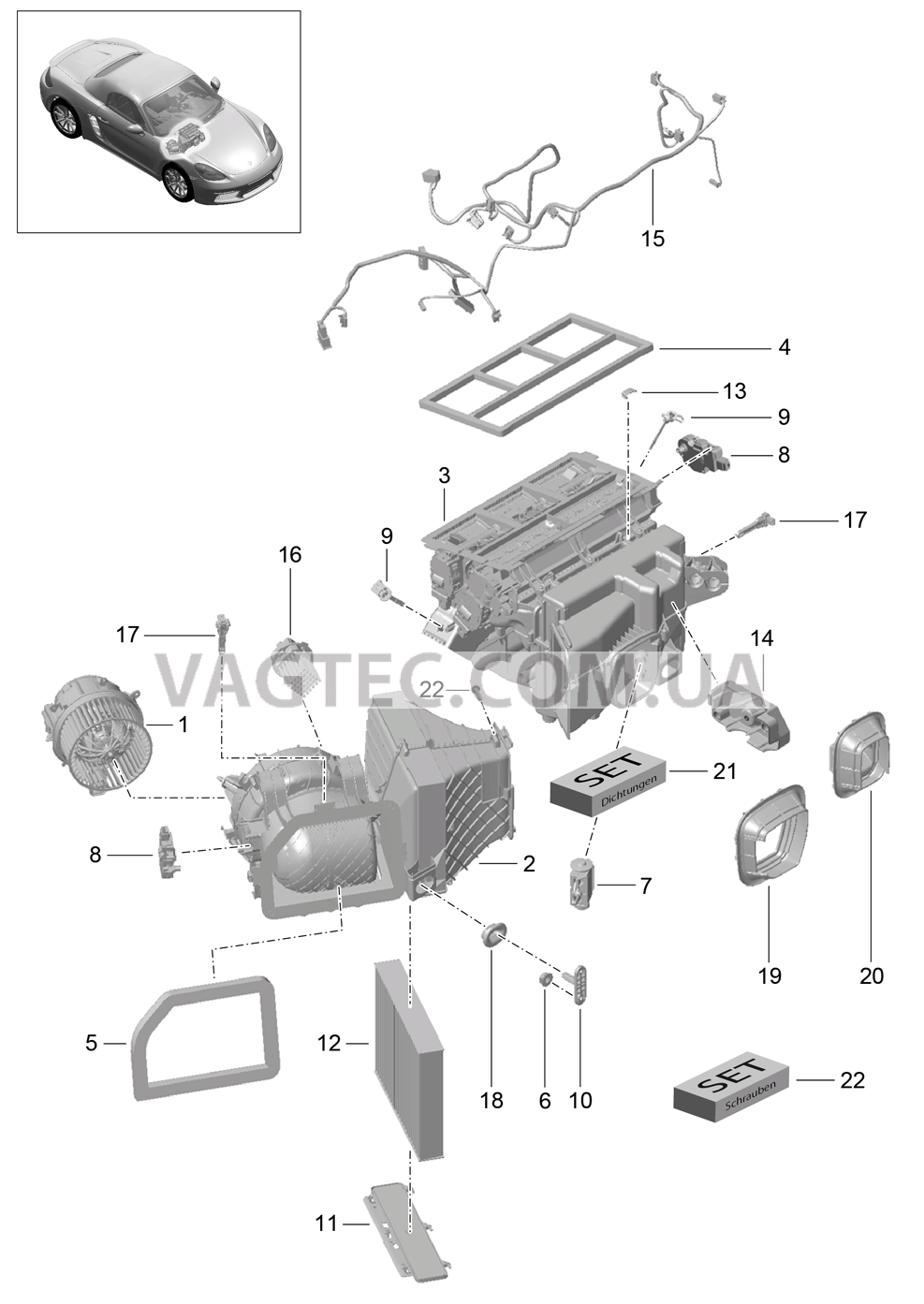 813-010 Кондиционер, и, Отдельные детали для PORSCHE Boxster 2017