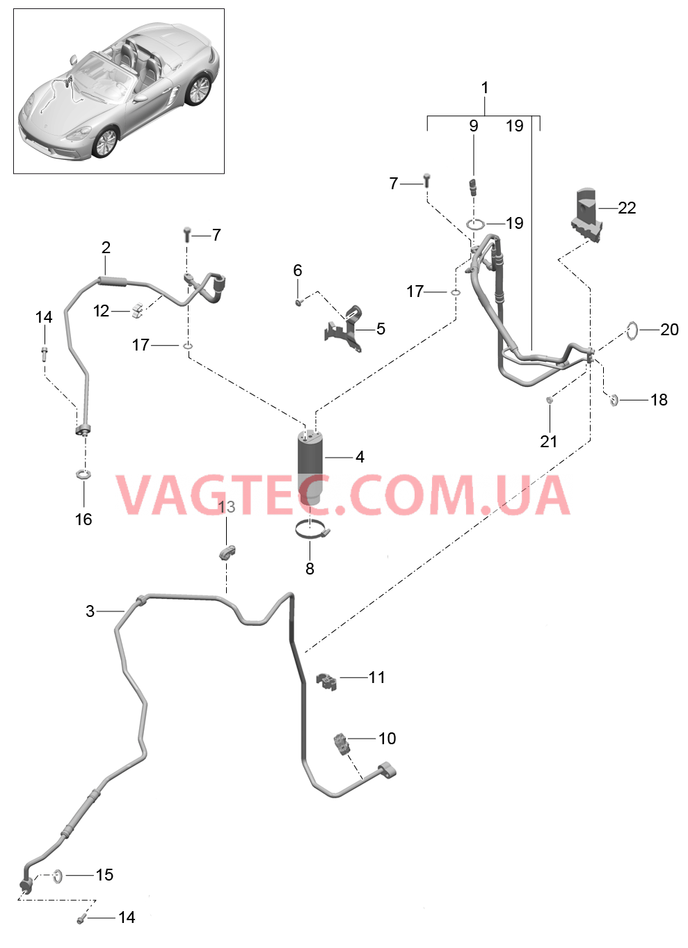 813-025 Циркуляция охлаждающей жидкости, Линии, Осушитель, от для PORSCHE Boxster 2017USA