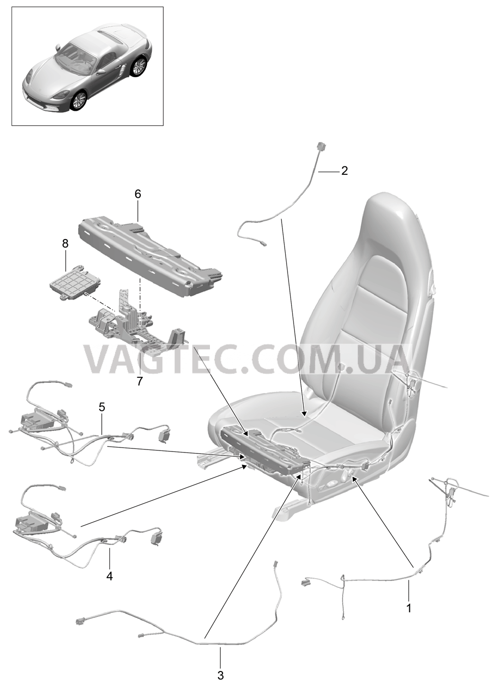 817-010 Жгуты проводов, Выключатель, Блок управления, Электродвигатель, Спортивное сиденье
						
						I313/314/321, I322 для PORSCHE Boxster 2017