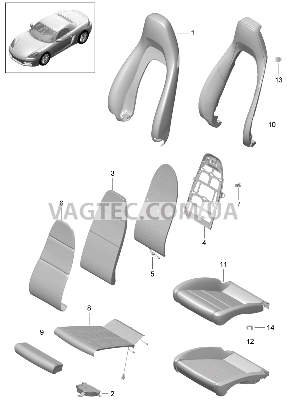 817-017 Пенопласт.комп., Покрытие, Спортивное сиденье PLUS
						
						I317/318/323, I324 для PORSCHE Boxster 2017